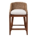 bali & pari Jasper Seagrass Counter Stool with Mahogany Wood Frame - Coastal Seating with Woven Wingback and Cushioned Seat for Kitchen Island or Breakfast Bar, Brown Wash - BSOMD-39837 Jasper-Brown Wash-Cushion-CS