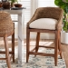 bali & pari Jasper Seagrass Counter Stool with Mahogany Wood Frame - Coastal Seating with Woven Wingback and Cushioned Seat for Kitchen Island or Breakfast Bar, Brown Wash - BSOMD-39837 Jasper-Brown Wash-Cushion-CS