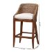 bali & pari Jasper Seagrass Bar Stool with Mahogany Wood Frame - Coastal Seating with Woven Wingback and Cushioned Seat for Bar Island or Lounge, Brown Wash - BSOMD-39838 Jasper-Brown Wash-Cushion-BS