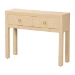 bali & pari Noah Grasscloth 2-Drawer Console Table - Woven Texture Entryway Table with Gold Ring Pulls, Narrow Hallway or Living Room Accent Table, Light Brown