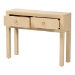 bali & pari Noah Grasscloth 2-Drawer Console Table - Woven Texture Entryway Table with Gold Ring Pulls, Narrow Hallway or Living Room Accent Table, Light Brown - BSONoah 2 DW-Light Brown-Grasscloth-Console Table