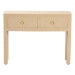 bali & pari Noah Grasscloth 2-Drawer Console Table - Woven Texture Entryway Table with Gold Ring Pulls, Narrow Hallway or Living Room Accent Table, Light Brown - BSONoah 2 DW-Light Brown-Grasscloth-Console Table