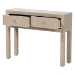 bali & pari Noah Grasscloth 2-Drawer Console Table - Woven Texture Entryway Table with Gold Ring Pulls, Narrow Hallway or Living Room Accent Table, Beige - BSONoah 2 DW-Beige-Grasscloth-Console Table