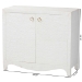 bali & pari Ximena Grasscloth Storage Cabinet - 2-Door Woven Accent Cabinet with Gold Ring Pulls for Living Room, Bedroom, or Entryway - BSOXimena-2 Door-White-Cabinet