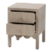 bali & pari Juniper Grasscloth Nightstand with Scalloped Base - Woven Texture 2-Drawer Bedside Table with Gold Ring Pulls, Accent Bedroom Storage Furniture - BSOJuniper-Scalloped-Beige-NS
