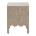 bali & pari Juniper Grasscloth Nightstand with Scalloped Base - Woven Texture 2-Drawer Bedside Table with Gold Ring Pulls, Accent Bedroom Storage Furniture - BSOJuniper-Scalloped-Beige-NS