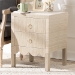 bali & pari Juniper Grasscloth Nightstand with Scalloped Base - Woven Texture 2-Drawer Bedside Table with Gold Ring Pulls, Accent Bedroom Storage Furniture - BSOJuniper-Scalloped-Beige-NS