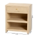 bali & pari William Grasscloth 1-Drawer Nightstand with Open Shelves - Woven Texture Bedside Table with Gold Knob, Modern Coastal Accent Table for Bedroom - BSOWilliam-Light Brown-Woven Grasscloth-NS