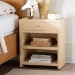 bali & pari William Grasscloth 1-Drawer Nightstand with Open Shelves - Woven Texture Bedside Table with Gold Knob, Modern Coastal Accent Table for Bedroom - BSOWilliam-Light Brown-Woven Grasscloth-NS