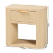 bali & pari Beauford Grasscloth 1-Drawer Nightstand with Open Shelf - Woven Texture Bedside Table with Rounded Corners and Gold Handle, Modern Coastal Accent Table for Bedroom or Living Room - BSOBeauford-Light Brown-Rounded Edge-NS