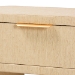 bali & pari Beauford Grasscloth 1-Drawer Nightstand with Open Shelf - Woven Texture Bedside Table with Rounded Corners and Gold Handle, Modern Coastal Accent Table for Bedroom or Living Room - BSOBeauford-Light Brown-Rounded Edge-NS