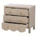 bali & pari Umika Grasscloth Nightstand with Scalloped Base - 3-Drawer Accent Chest with Gold Ring Pulls, Bedroom Storage Table or Side Cabinet - BSOUmika-Scalloped-Beige-Grasscloth-NS