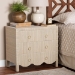 bali & pari Umika Grasscloth Nightstand with Scalloped Base - 3-Drawer Accent Chest with Gold Ring Pulls, Bedroom Storage Table or Side Cabinet - BSOUmika-Scalloped-Beige-Grasscloth-NS