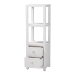 bali & pari Xavier Grasscloth Tall Storage Cabinet - Woven Accent Displaying Tower Bookcase with Open Shelves and Drawers, Space-Saving Organizer for Living Room, Bedroom, or Entryway - BSOXavier-White-2 Drawer-Cabinet