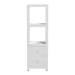 bali & pari Xavier Grasscloth Tall Storage Cabinet - Woven Accent Displaying Tower Bookcase with Open Shelves and Drawers, Space-Saving Organizer for Living Room, Bedroom, or Entryway - BSOXavier-White-2 Drawer-Cabinet