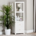 bali & pari Xavier Grasscloth Tall Storage Cabinet - Woven Accent Displaying Tower Bookcase with Open Shelves and Drawers, Space-Saving Organizer for Living Room, Bedroom, or Entryway - BSOXavier-White-2 Drawer-Cabinet