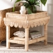 bali & pari Weyman Scalloped Rattan End Table with Removable Tray Top - Handwoven Rattan Accent Table with Shelf, Coastal Boho Style Side Table for Living Room or Bedroom - BSOWS158-Natural Rattan-ET