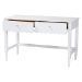 Baxton Studio Roni Writing Desk with Drawers - Modern Cottage Style Desk with Scalloped Detailing for Home Office or Vanity, White - BSORoni-White-Desk