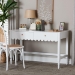 Baxton Studio Roni Writing Desk with Drawers - Modern Cottage Style Desk with Scalloped Detailing for Home Office or Vanity, White - BSORoni-White-Desk