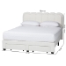 Baxton Studio Caradonna Cream Teddy-Bear Fabric Bed with Storage Drawers - Fully Upholstered Platform Bed with Scalloped Headboard, Queen - BSOSP1072-B-CF0034-Cream Teddy-Bear Fabric -Queen