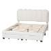 Baxton Studio Caradonna Cream Teddy-Bear Fabric Bed with Storage Drawers - Fully Upholstered Platform Bed with Scalloped Headboard, Queen - BSOSP1072-B-CF0034-Cream Teddy-Bear Fabric -Queen