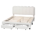 Baxton Studio Caradonna Cream Teddy-Bear Fabric Bed with Storage Drawers - Fully Upholstered Platform Bed with Scalloped Headboard, Queen - BSOSP1072-B-CF0034-Cream Teddy-Bear Fabric -Queen