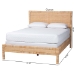 bali & pari Kalimantan Natural Rattan Bed - Coastal Boho Style Bed Frame with Woven Detailing, Queen - BSOBraided Peel-Light Honey-Wood/Rattan-Queen