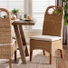bali & pari Dyna Natural Rattan Dining Chair - Handwoven Wicker Side Chair with Removable Cushion and Loop Backrest, Boho Coastal Seating for Dining Room or Kitchen - BSODyna-Natural Wild-Wood/Rattan-Cushion-DC