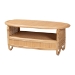 bali & pari Dyna Natural Rattan Coffee Table with Open Shelf - Handwoven Wicker Accent Table with Oval Tabletop and Braided Weavings, Coastal Boho Living Room Centerpiece