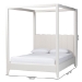 Baxton Studio Aerona Boucle Upholstered Canopy Bed - Four Poster Platform Bed with Channel-Tufted Headboard, Cream, Queen - BSOBBT61369-Canopy Cream-Queen