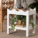 bali & pari Sebastian Grasscloth Scalloped End Table - 2-Tier Accent Table with Open Shelf Storage for Living Room, Bedroom, or Entryway, White - BSOSebastian 2 Tier-White-End Table