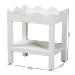 bali & pari Sebastian Grasscloth Scalloped End Table - 2-Tier Accent Table with Open Shelf Storage for Living Room, Bedroom, or Entryway, White - BSOSebastian 2 Tier-White-End Table