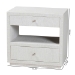 bali & pari Kai Grasscloth End Table - 2-Drawer Accent Table or Nightstand with Open Shelf, Handwoven Decor for Bedroom or Living Room - BSOKAI-2 Drawer-White-End Table