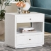 bali & pari Kai Grasscloth End Table - 2-Drawer Accent Table or Nightstand with Open Shelf, Handwoven Decor for Bedroom or Living Room - BSOKAI-2 Drawer-White-End Table