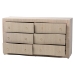 bali & pari Sage Natural Grasscloth Dresser - 6-Drawer Bedroom Storage Cabinet with Gold Ring Pulls, Modern Coastal Chest of Drawers - BSOSage-6 Drawer-Beige-Dresser
