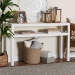 bali & pari Gale Natural Grasscloth Console Table - Two-Tier Entryway Table with Open Shelf, Modern Coastal Accent Table for Living Room or Hallway - BSOGale-White-Console Table