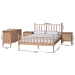 Baxton Studio Laurent Bamboo-Style 4-Piece Bedroom Set - Spindle Platform Bed with Matching Dresser and Two Nightstands, Cottage Farmhouse Style, Queen - BSOFemi-Beech-Queen 4PC Bedroom Set