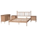Baxton Studio Laurent Bamboo-Style 4-Piece Bedroom Set - Spindle Platform Bed with Matching Dresser and Two Nightstands, Cottage Farmhouse Style, Queen - BSOFemi-Beech-Queen 4PC Bedroom Set