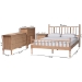 Baxton Studio Laurent Bamboo-Style 4-Piece Bedroom Set - Spindle Platform Bed with Matching Dresser, Chest, and Nightstand, Cottage Farmhouse Style, Queen - BSOCandis-Beech-Queen 4PC Bedroom Set