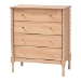 Baxton Studio Laurent Bamboo-Style 5-Piece Bedroom Set - Spindle Platform Bed with Matching Dresser, Chest, and Two Nightstands, Cottage Farmhouse Style, Queen - BSOCandis-Beech-Queen 5PC Bedroom Set