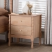 Baxton Studio Laurent Nightstand - 2-Drawer Bedside Table with Bamboo-Style Turned Legs, Cottage Farmhouse End Table for Bedroom - BSOMG9017-Beech-2DW-NS