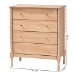 Baxton Studio Laurent Chest - 4-Drawer Bedroom Organizer with Bamboo-Style Turned Legs, Cottage Farmhouse Storage Cabinet for Clothing or Linens - BSOMG9017-Beech-4DW-Chest