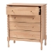 Baxton Studio Laurent Chest - 4-Drawer Bedroom Organizer with Bamboo-Style Turned Legs, Cottage Farmhouse Storage Cabinet for Clothing or Linens - BSOMG9017-Beech-4DW-Chest