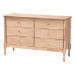 Baxton Studio Laurent Dresser - 6-Drawer Bedroom Organizer with Bamboo-Style Turned Legs, Cottage Farmhouse Storage Cabinet for Clothing or Linens