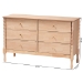 Baxton Studio Laurent Dresser - 6-Drawer Bedroom Organizer with Bamboo-Style Turned Legs, Cottage Farmhouse Storage Cabinet for Clothing or Linens - BSOMG9017-Beech-6DW-Dresser