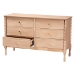 Baxton Studio Laurent Dresser - 6-Drawer Bedroom Organizer with Bamboo-Style Turned Legs, Cottage Farmhouse Storage Cabinet for Clothing or Linens - BSOMG9017-Beech-6DW-Dresser