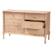 Baxton Studio Laurent Dresser - 6-Drawer Bedroom Organizer with Bamboo-Style Turned Legs, Cottage Farmhouse Storage Cabinet for Clothing or Linens - BSOMG9017-Beech-6DW-Dresser