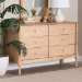 Baxton Studio Laurent Dresser - 6-Drawer Bedroom Organizer with Bamboo-Style Turned Legs, Cottage Farmhouse Storage Cabinet for Clothing or Linens - BSOMG9017-Beech-6DW-Dresser