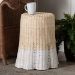 bali & pari Sarna Natural Rattan End Table - Handwoven Wicker Accent Table with Scalloped Base and Two-Tone Finish, Boho Coastal Style Side Table - BSOSarna-Natural/White-Rattan-ET