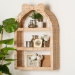 bali & pari Creusa Natural Rattan Wall Shelf - 3-Tier Decorative Storage Rack with Arched Frame and Woven Bow Accent, Boho Coastal Display Shelf - BSOWS159-Natural Rattan-Wall Shelf